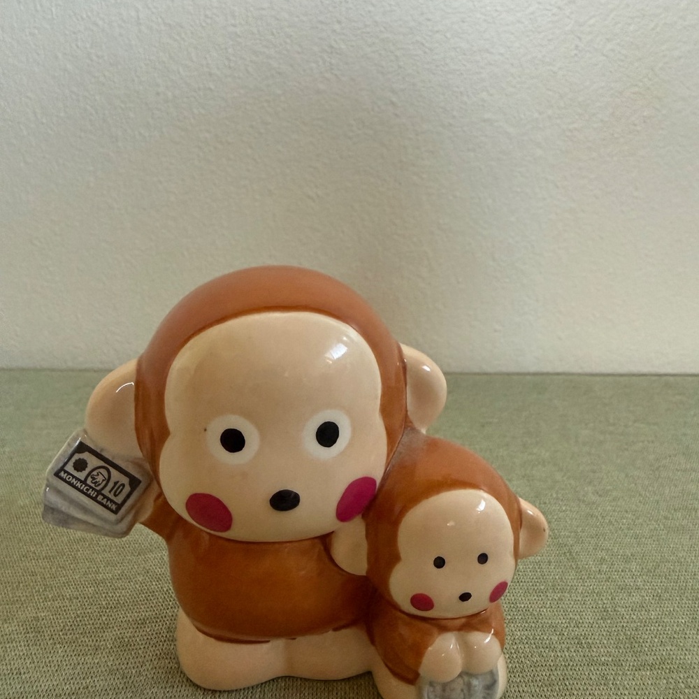 Vintage 1990s Sanrio Monkichi and Baby Ceramic Piggy Bank - Picture 8 of 8